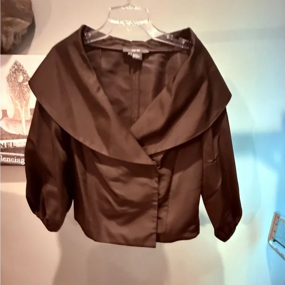 Per Se by Carlisle Chocolate Brown 100% Silk Wrap Blouse Size 10/Medium - Picture 2 of 12